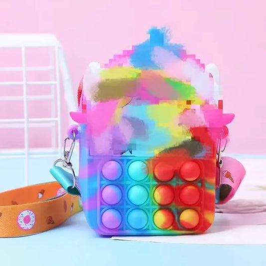 Premium Silicone Unicorn Messenger Bag With Pop Fidget Toy For Girls And Kids 7 To 13 - ToylandEU