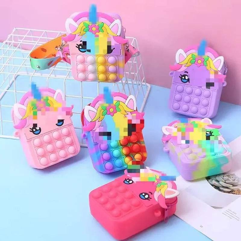 Premium Silicone Unicorn Messenger Bag With Pop Fidget Toy For Girls And Kids 7 To 13 - ToylandEU
