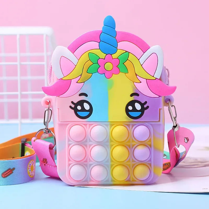 Premium Silicone Unicorn Messenger Bag With Pop Fidget Toy For Girls And Kids 7 To 13 - ToylandEU