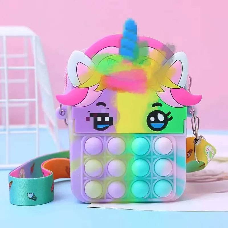 Premium Silicone Unicorn Messenger Bag With Pop Fidget Toy For Girls And Kids 7 To 13 - ToylandEU