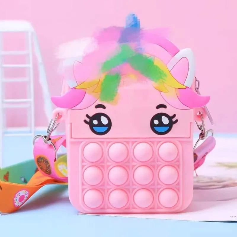 Premium Silicone Unicorn Messenger Bag With Pop Fidget Toy For Girls And Kids 7 To 13 - ToylandEU