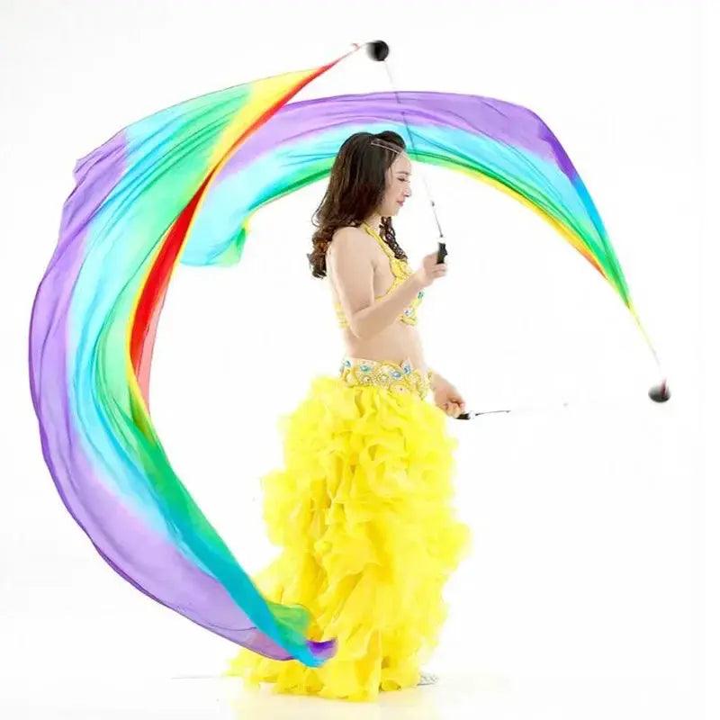  Premium Silk Veil Rainbow Belly Dance Props -  ToylandEU™