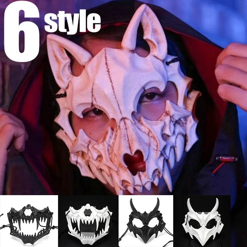 Premium Skeleton Mask Dragon God Half Face For Cosplay - ToylandEU