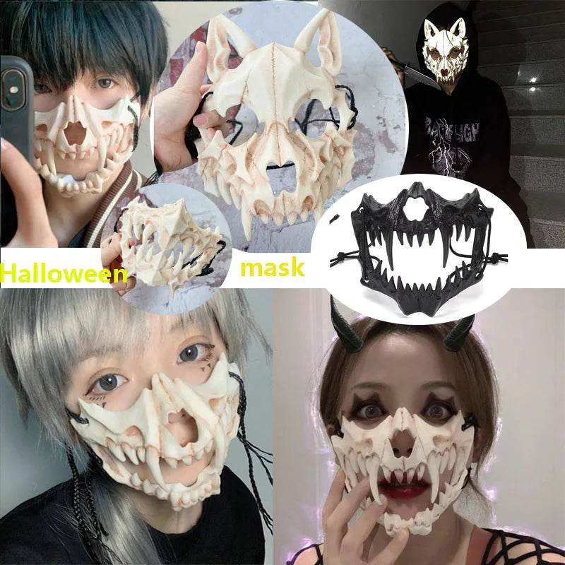 Premium Skeleton Mask Dragon God Half Face For Cosplay - ToylandEU