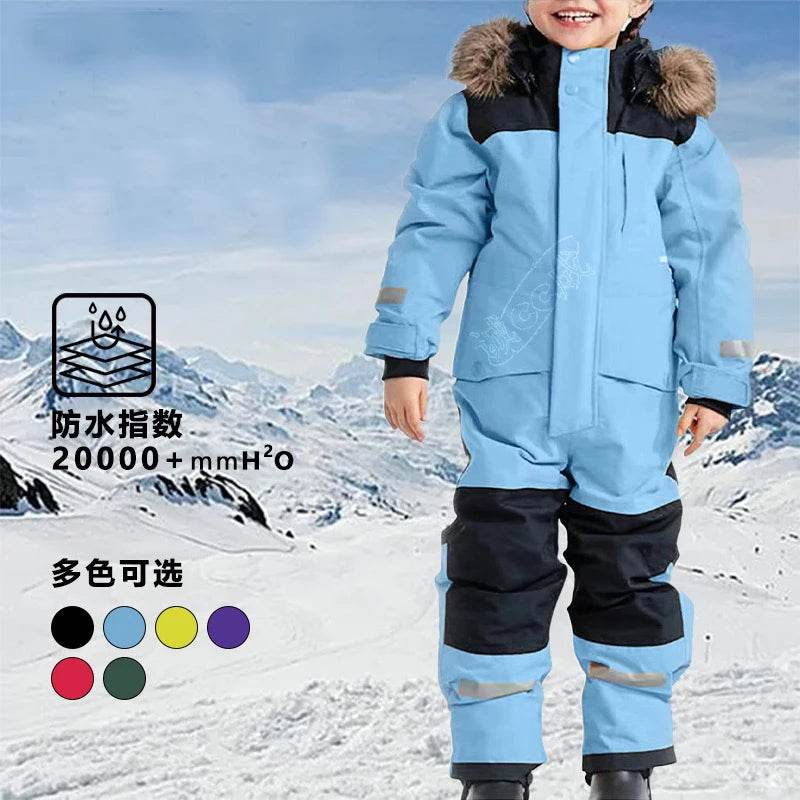 Premium Ski Jumpsuit Windproof Fleece Lined For Kids - ToylandEU