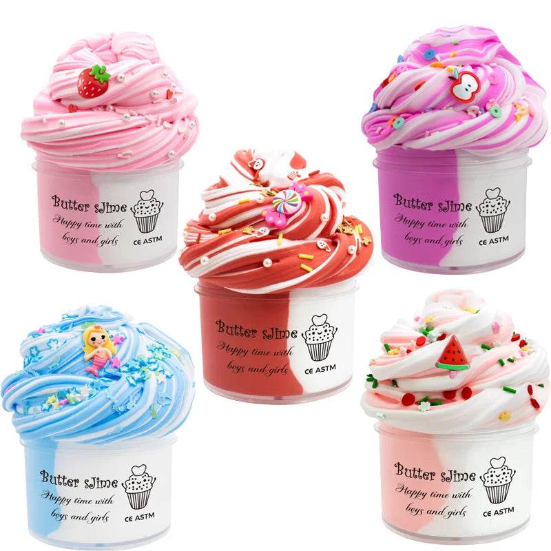 Premium Slime Kit Butter Fluffy Bicolor 70ml Scented Kids - ToylandEU