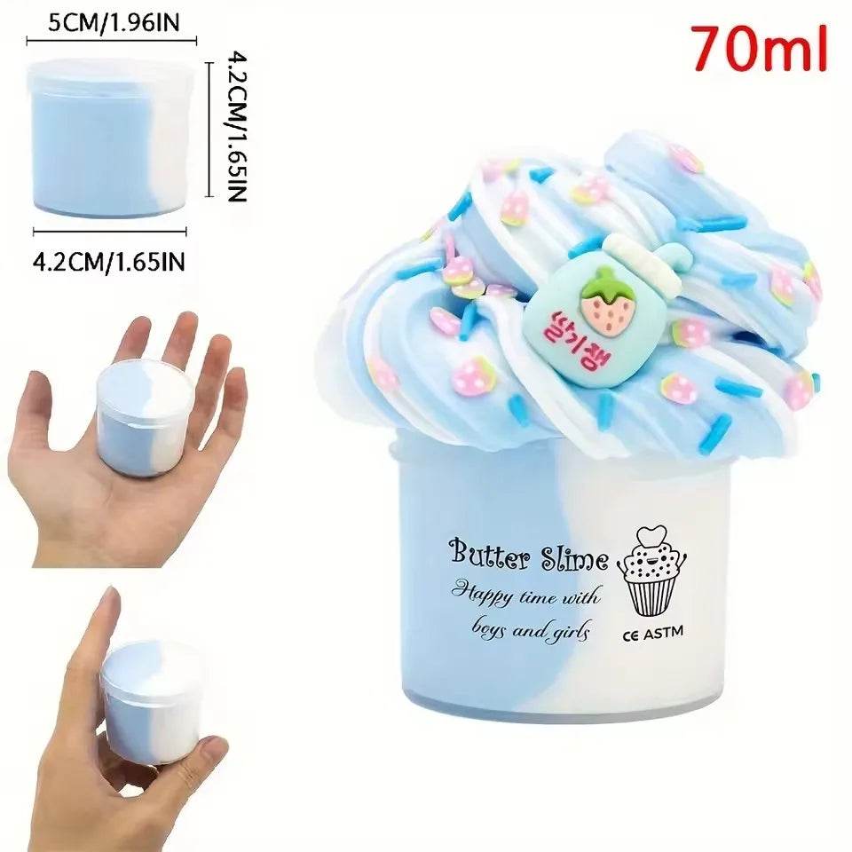 Premium Slime Kit Butter Fluffy Bicolor 70ml Scented Kids - ToylandEU