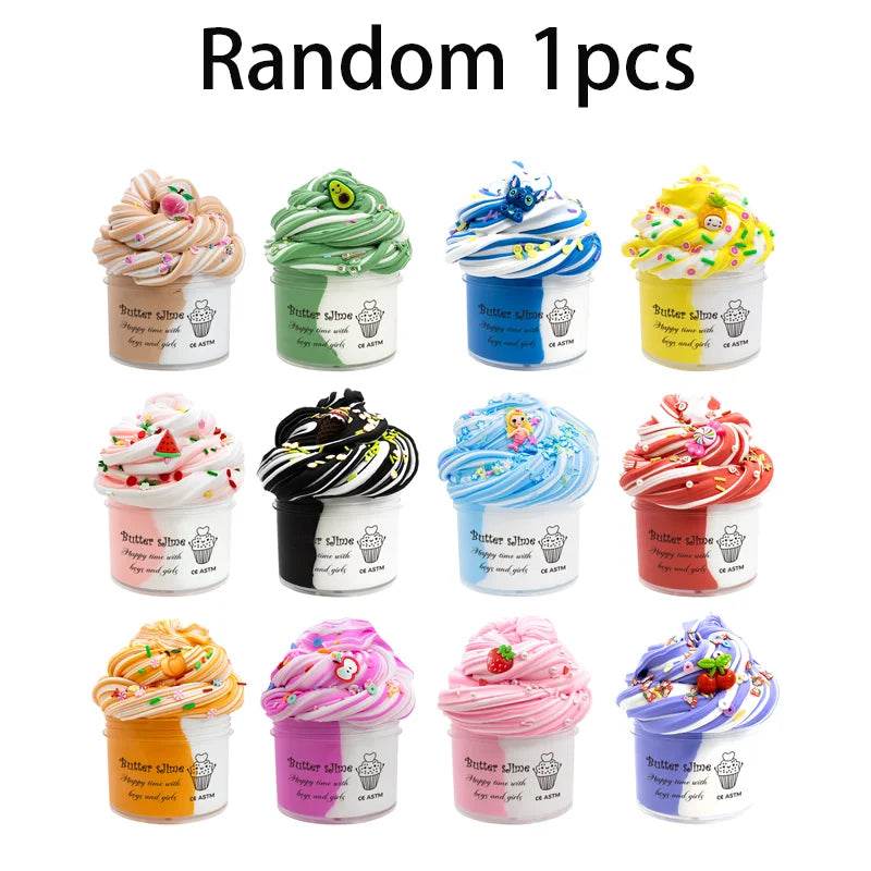 Premium Slime Kit Butter Fluffy Bicolor 70ml Scented Kids - ToylandEU