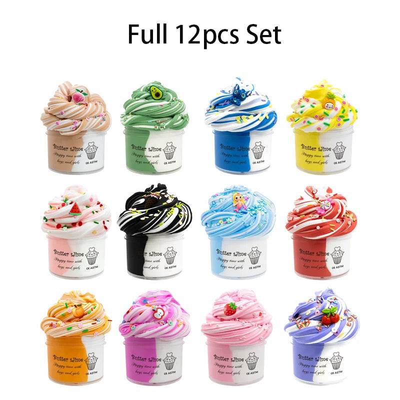 Premium Slime Kit Butter Fluffy Bicolor 70ml Scented Kids - ToylandEU
