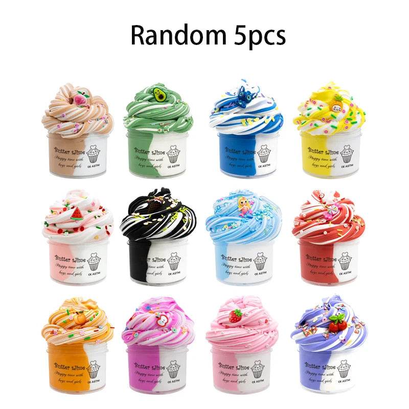 Premium Slime Kit Butter Fluffy Bicolor 70ml Scented Kids - ToylandEU