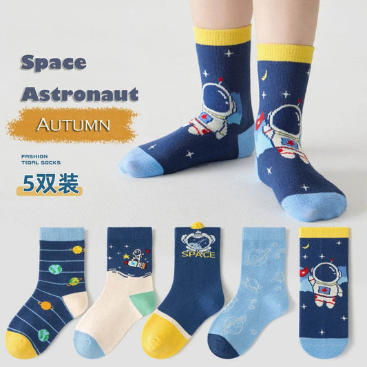 Premium Socks Soft Cotton Cartoon Astronaut Pattern Kids - ToylandEU