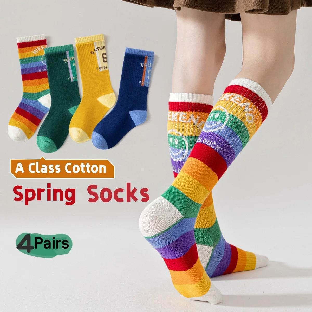 Premium Socks Striped Cotton Knee For Boys And Girls - ToylandEU