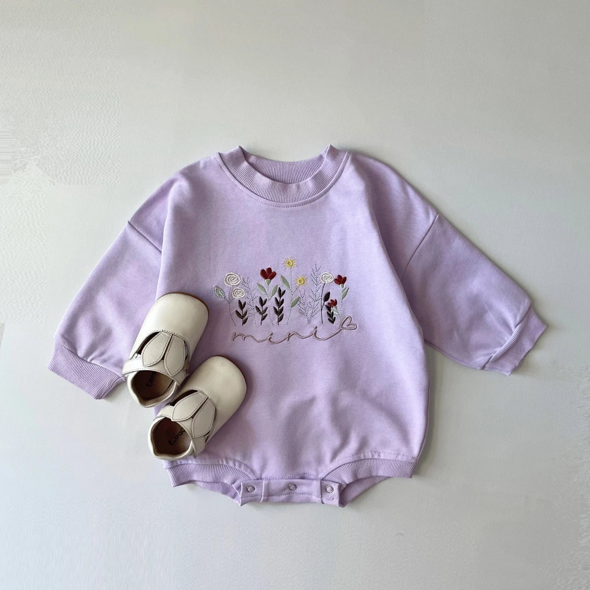 Premium Soft Cotton Autumn Baby Romper With Flower Embroidery Collar For Newborns And Infants - ToylandEU