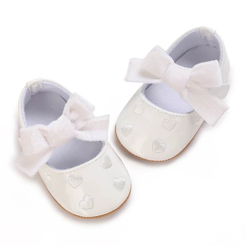 Premium Soft Leather Baby Shoes With Anti Slip Rubber Sole Bow For Newborn Girls Outdoor Play - ToylandEU