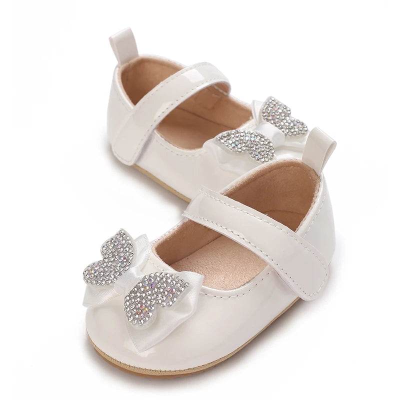 Premium Soft Leather Baby Shoes With Anti Slip Rubber Sole Bow For Newborn Girls Outdoor Play - ToylandEU