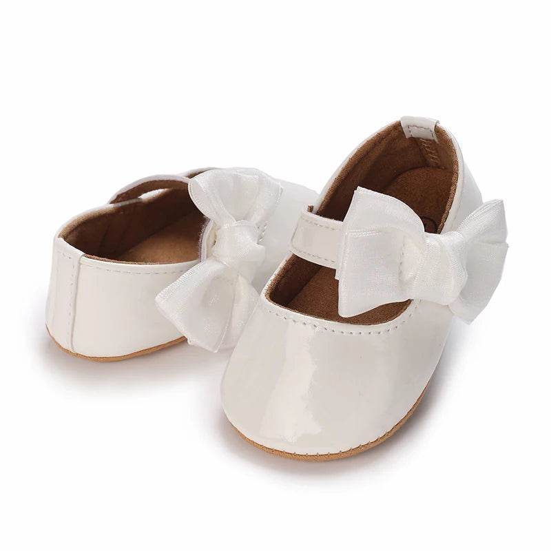 Premium Soft Leather Baby Shoes With Anti Slip Rubber Sole Bow For Newborn Girls Outdoor Play - ToylandEU