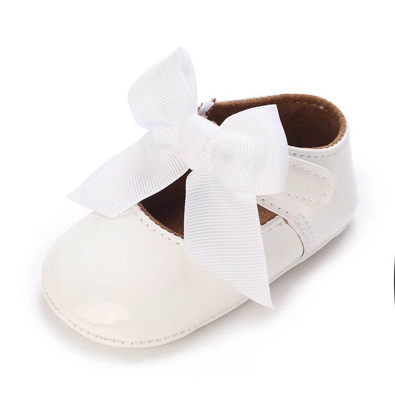 Premium Soft Leather Baby Shoes With Anti Slip Rubber Sole Bow For Newborn Girls Outdoor Play - ToylandEU