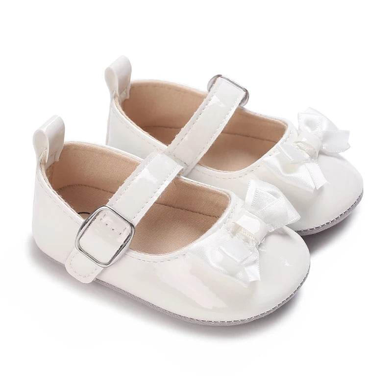 Premium Soft Leather Baby Shoes With Anti Slip Rubber Sole Bow For Newborn Girls Outdoor Play - ToylandEU