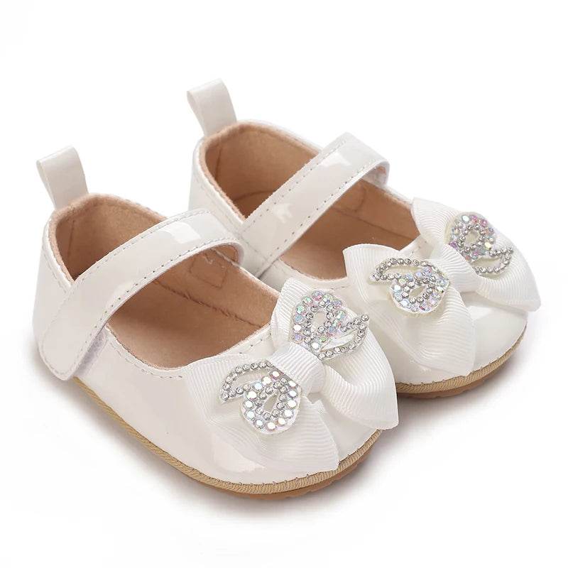 Premium Soft Leather Baby Shoes With Anti Slip Rubber Sole Bow For Newborn Girls Outdoor Play - ToylandEU