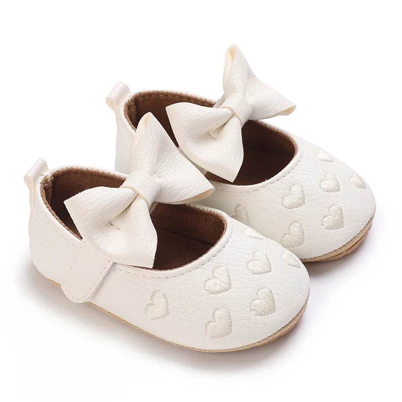 Premium Soft Leather Baby Shoes With Anti Slip Rubber Sole Bow For Newborn Girls Outdoor Play - ToylandEU