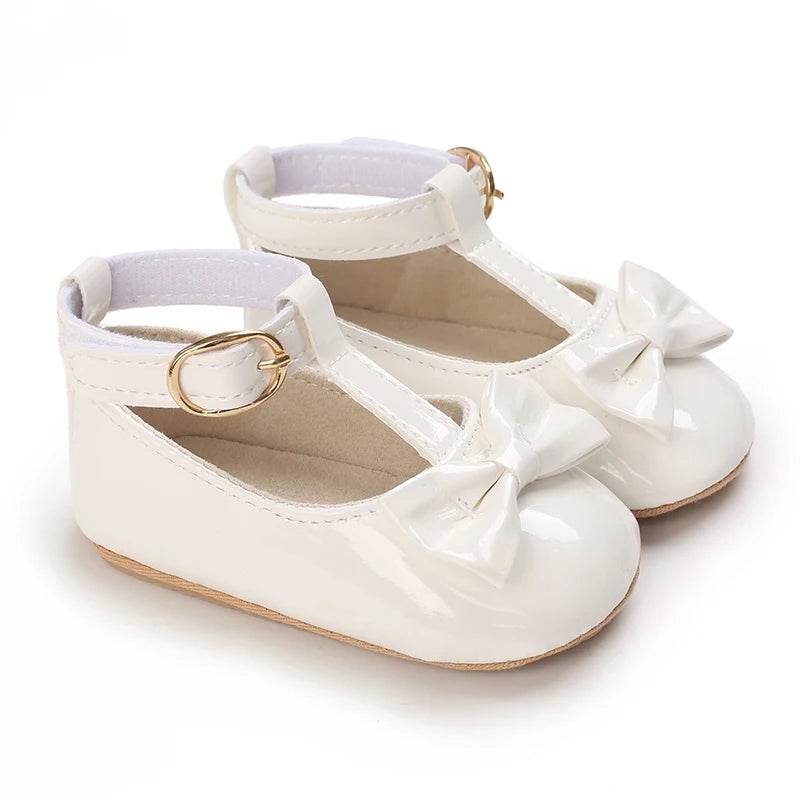 Premium Soft Leather Baby Shoes With Anti Slip Rubber Sole Bow For Newborn Girls Outdoor Play - ToylandEU