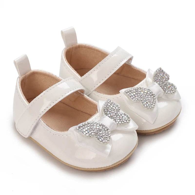 Premium Soft Leather Baby Shoes With Anti Slip Rubber Sole Bow For Newborn Girls Outdoor Play - ToylandEU