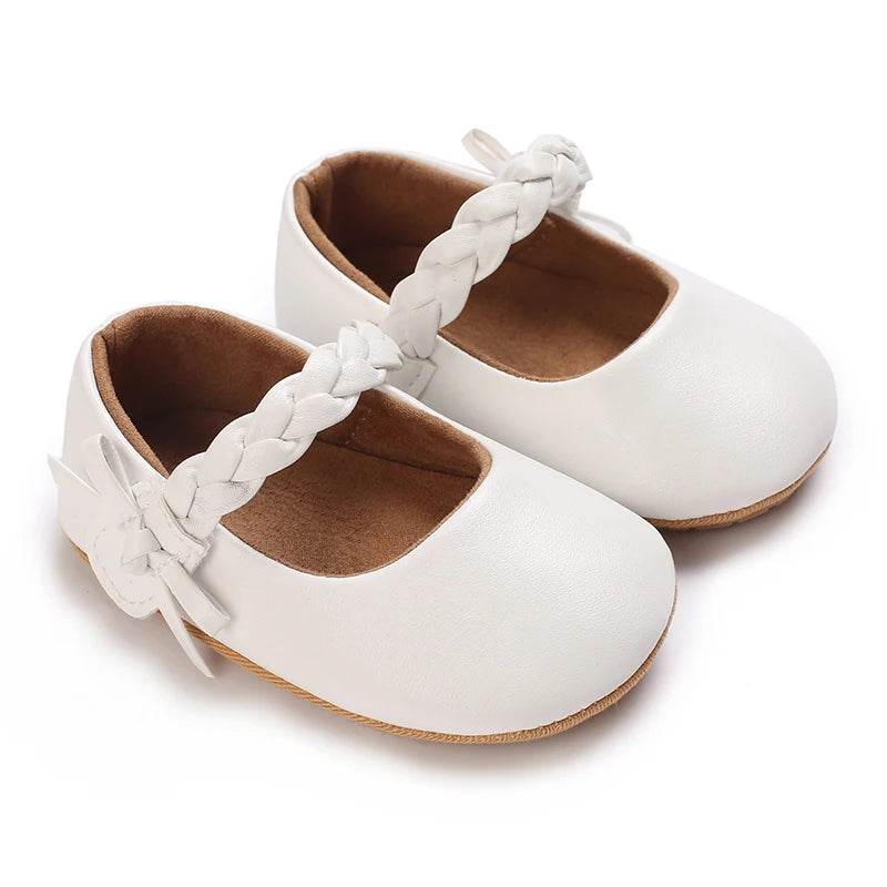 Premium Soft Leather Baby Shoes With Anti Slip Rubber Sole Bow For Newborn Girls Outdoor Play - ToylandEU