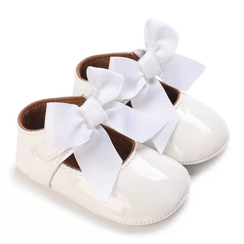 Premium Soft Leather Baby Shoes With Anti Slip Rubber Sole Bow For Newborn Girls Outdoor Play - ToylandEU