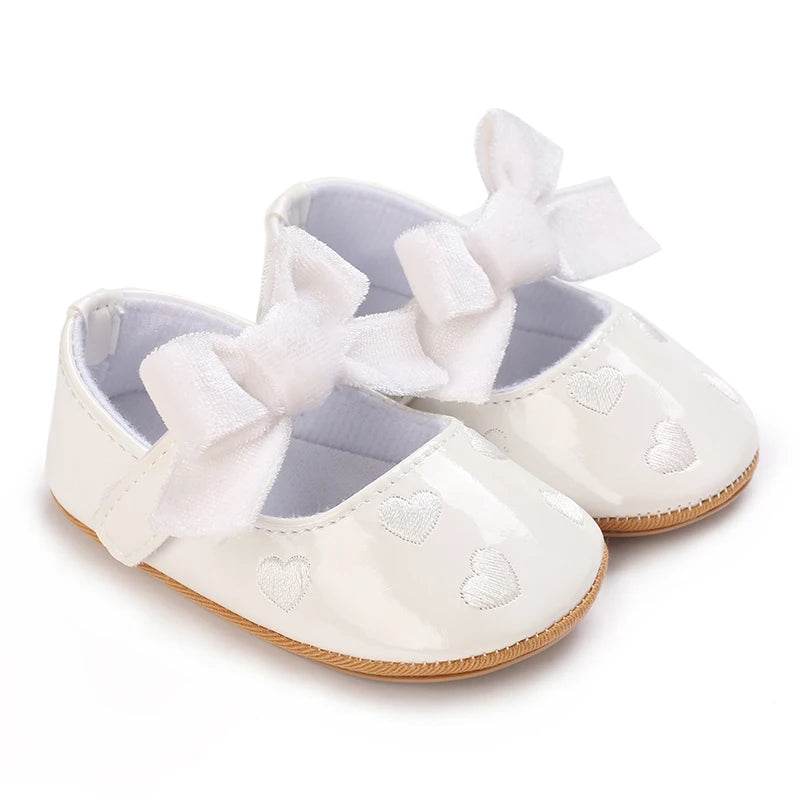 Premium Soft Leather Baby Shoes With Anti Slip Rubber Sole Bow For Newborn Girls Outdoor Play - ToylandEU
