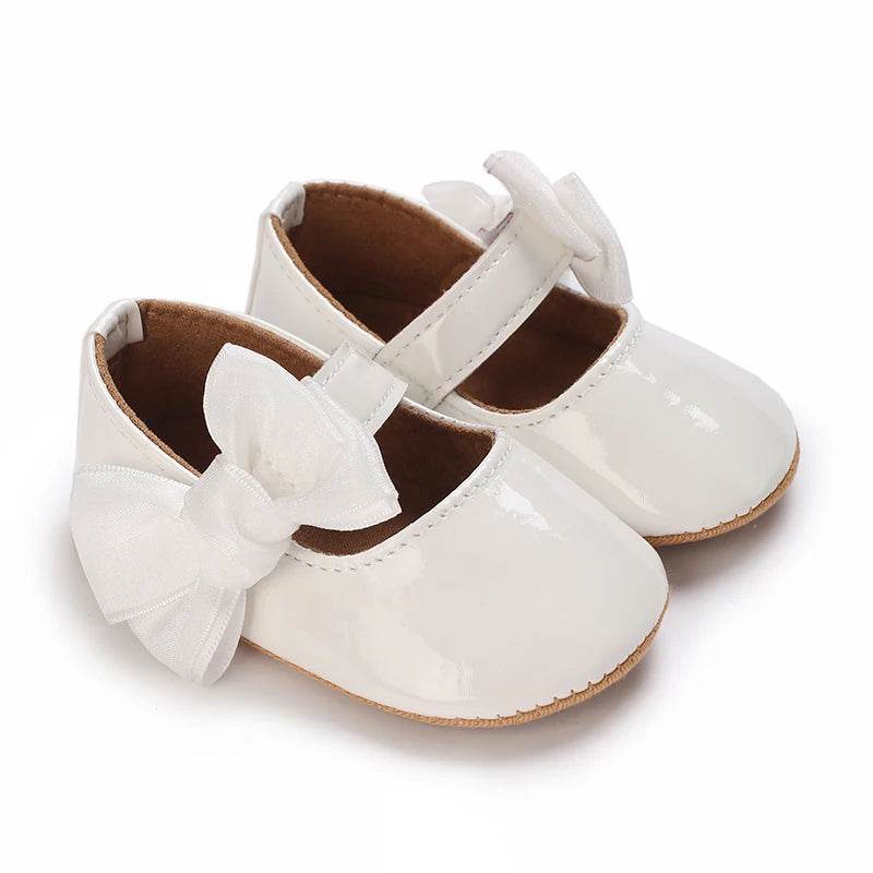 Premium Soft Leather Baby Shoes With Anti Slip Rubber Sole Bow For Newborn Girls Outdoor Play - ToylandEU