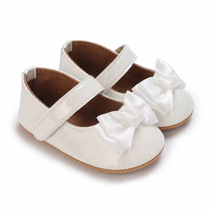 Premium Soft Leather Baby Shoes With Anti Slip Rubber Sole Bow For Newborn Girls Outdoor Play - ToylandEU