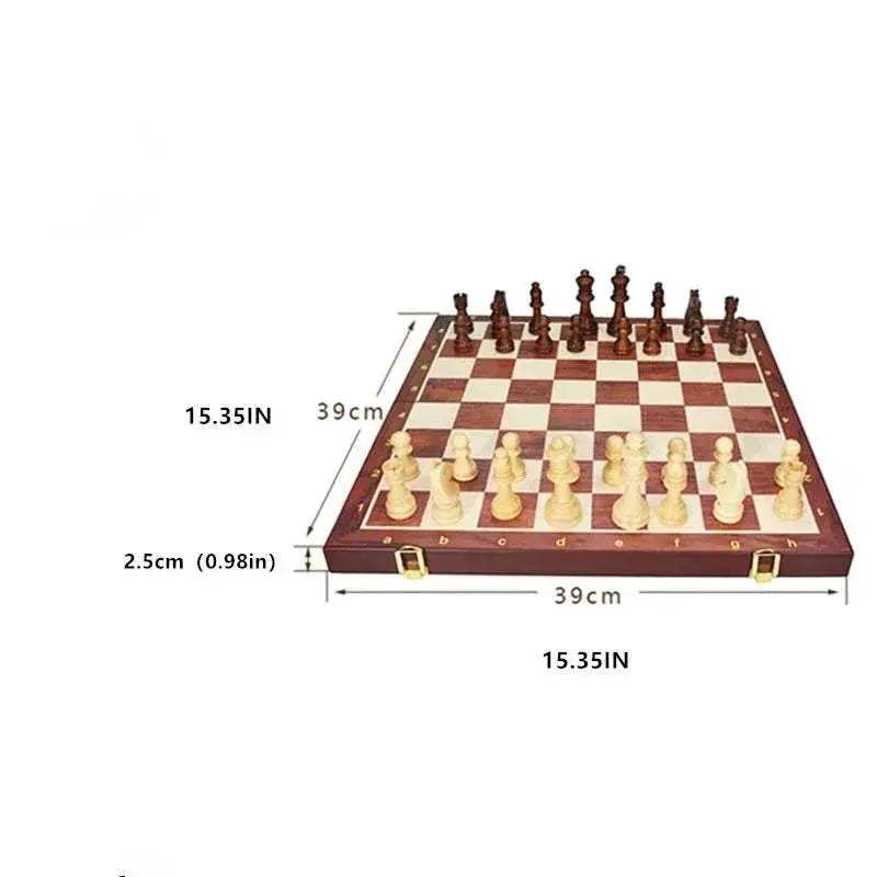Premium Solid Wood Chess Set with Folding Board and Family-Friendly Design - ToylandEU