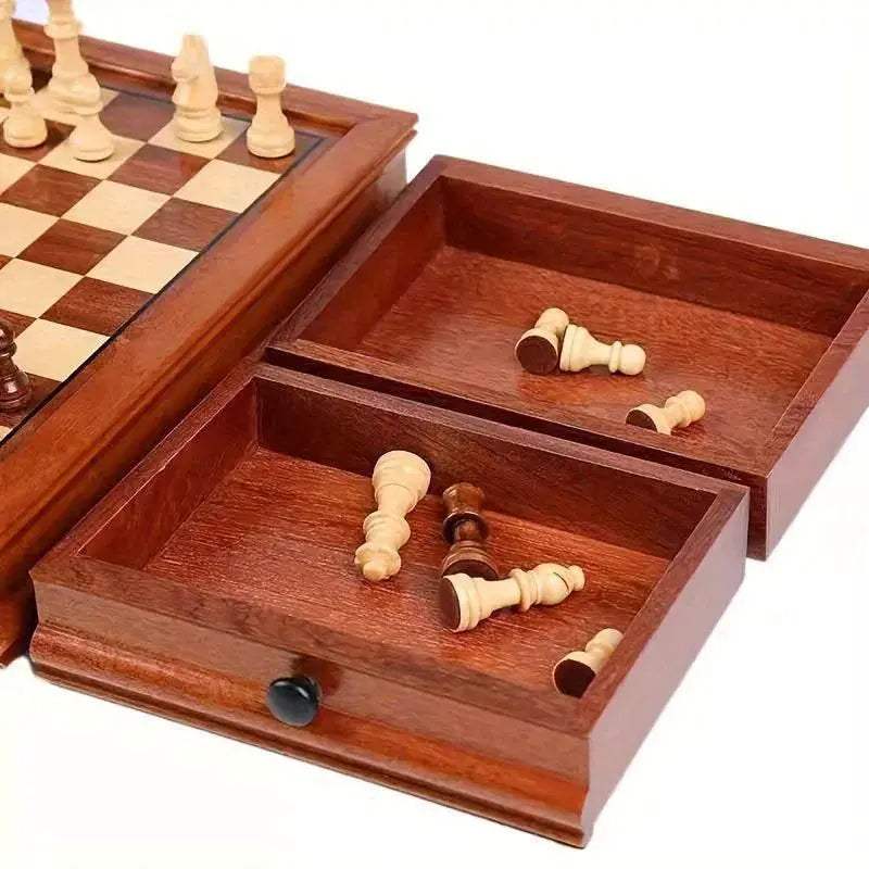 Premium Solid Wood Chess Set with Large Drawer Storage Ideal for Gift and Home Decoration - ToylandEU