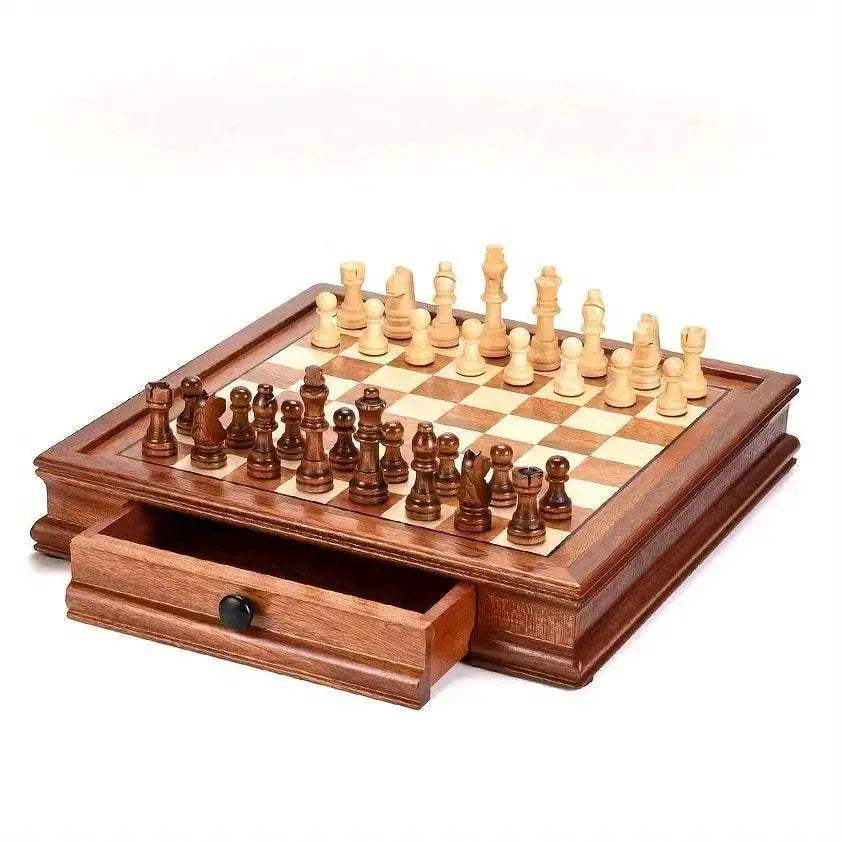 Premium Solid Wood Chess Set with Large Drawer Storage Ideal for Gift and Home Decoration - ToylandEU