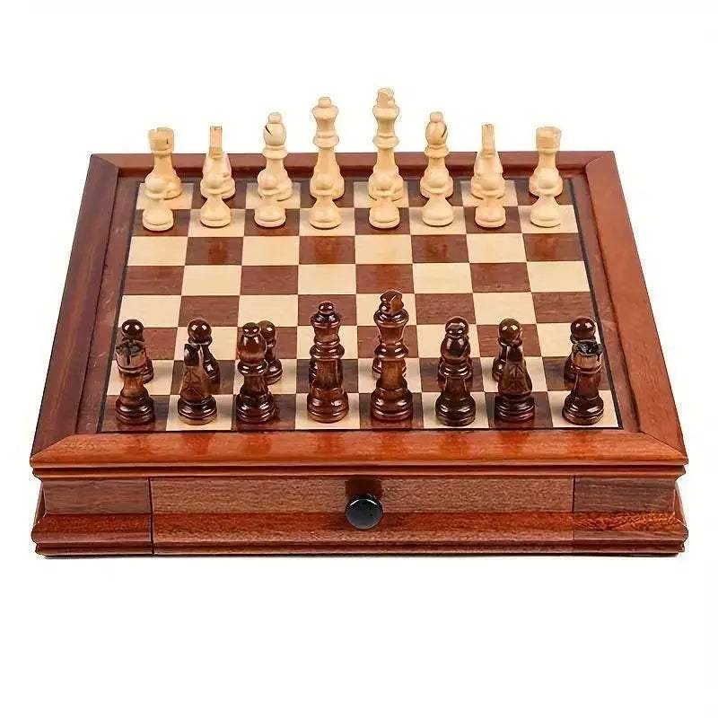 Premium Solid Wood Chess Set with Large Drawer Storage Ideal for Gift and Home Decoration - ToylandEU