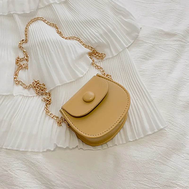 Premium Stylish Kids PU Leather Shoulder Bag Chain Accent With Mini Coin Purse For Girls Ages 4 To 6 - ToylandEU