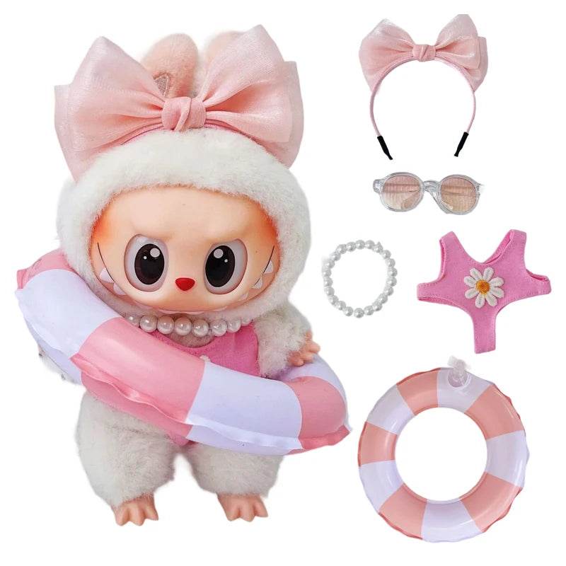 Premium Summer Daisy Swimwear Set For 17cm Labubu Doll - ToylandEU