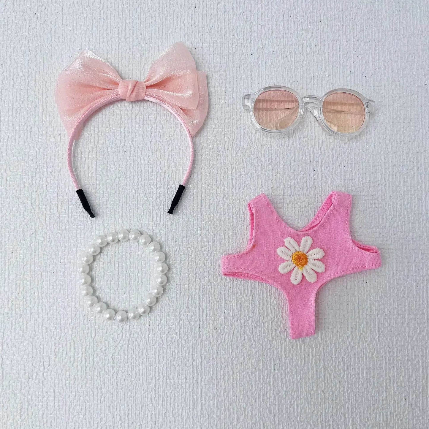 Premium Summer Daisy Swimwear Set For 17cm Labubu Doll - ToylandEU