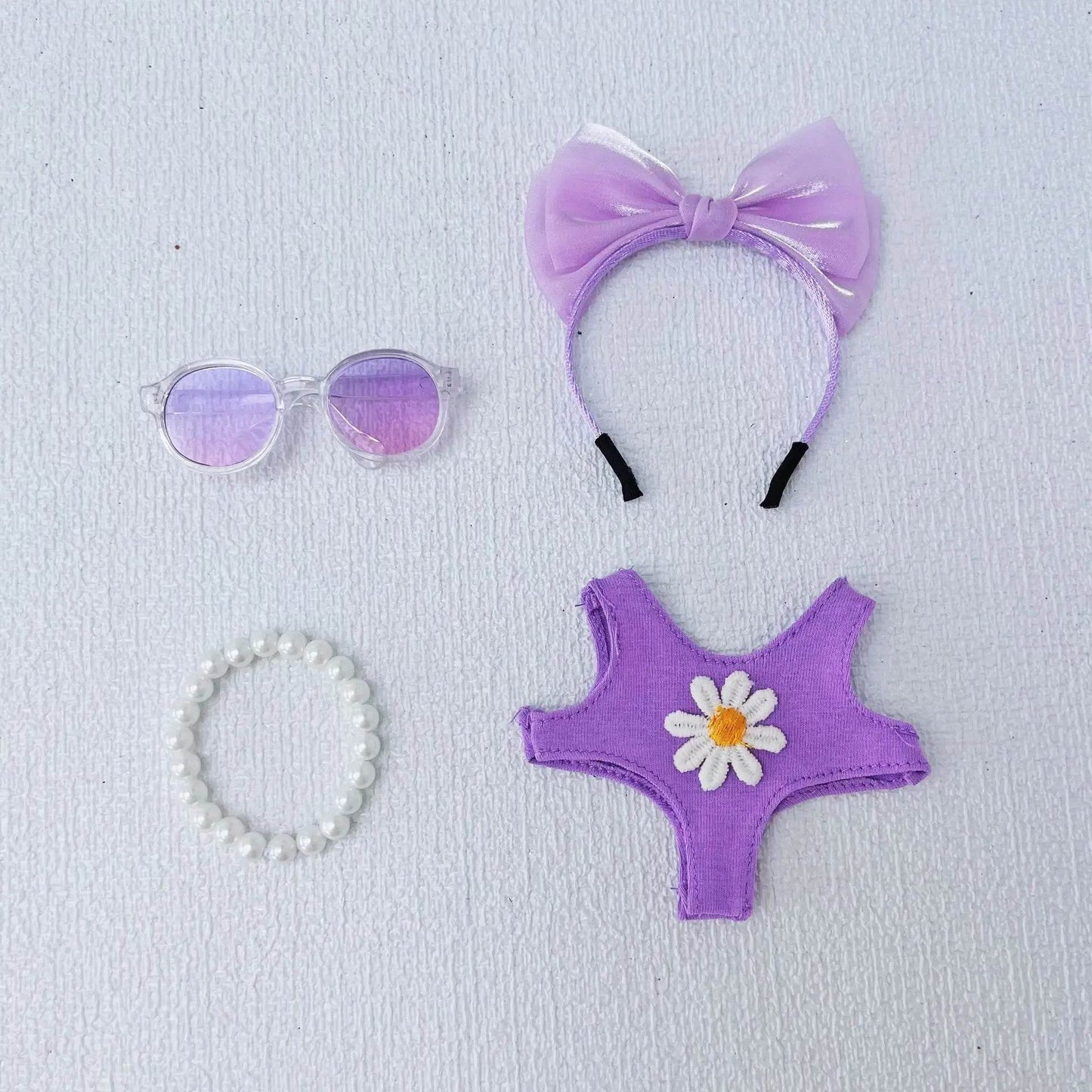 Premium Summer Daisy Swimwear Set For 17cm Labubu Doll - ToylandEU