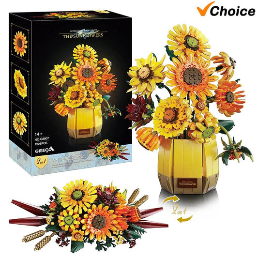 Premium Sunflower Building Blocks Set Romantic Bouquet Gifts - ToylandEU