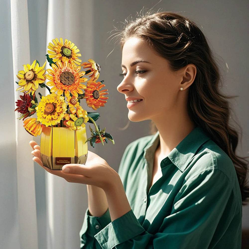 Premium Sunflower Building Blocks Set Romantic Bouquet Gifts - ToylandEU