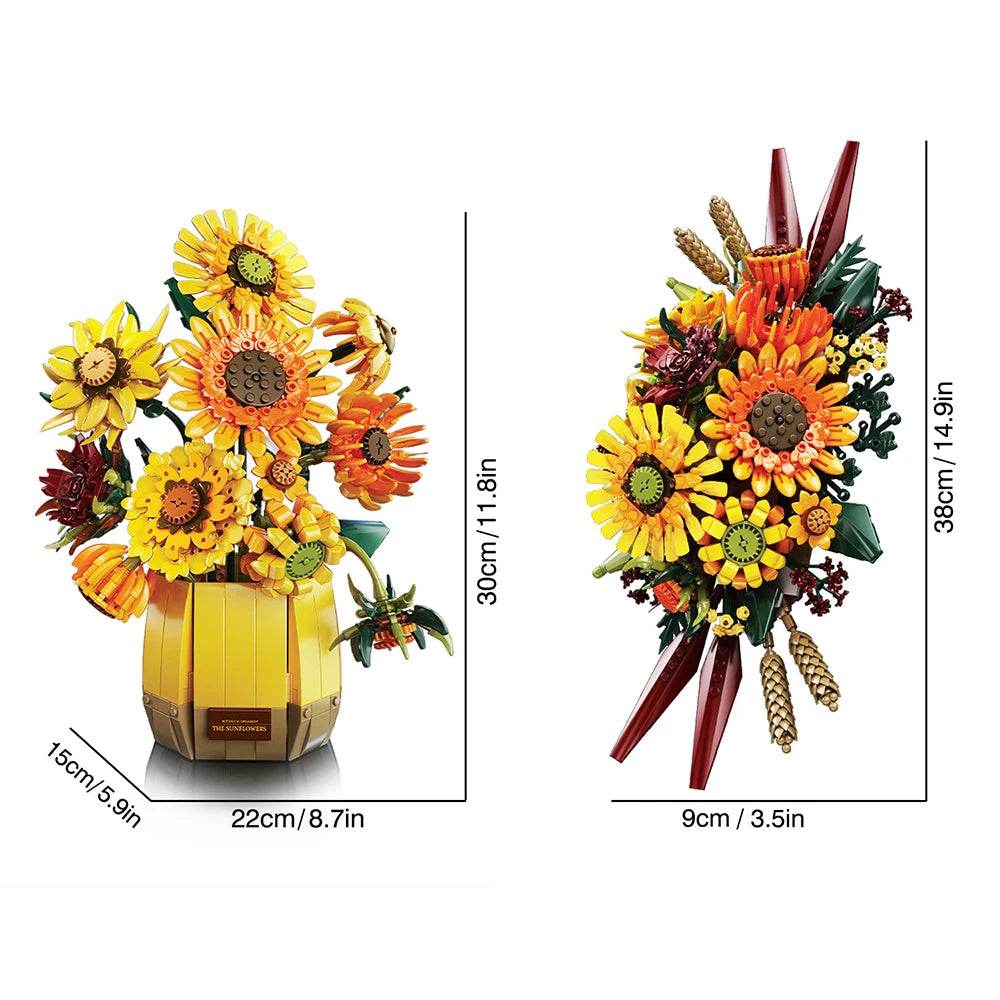 Premium Sunflower Building Blocks Set Romantic Bouquet Gifts - ToylandEU
