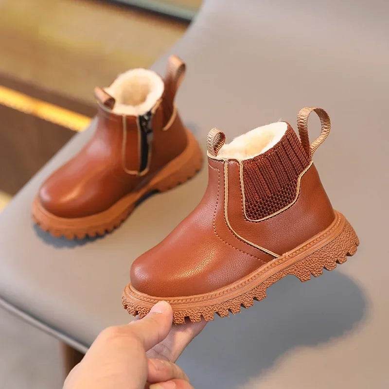 Premium Super Warm Kids Ankle Boots PU Leather For Kids - ToylandEU