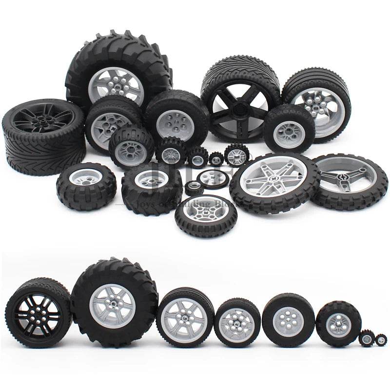 Premium Technic Wheel Hub Set With Black Tire DIY Bricks - ToylandEU