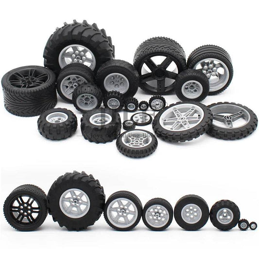 Premium Technic Wheel Hub Set With Black Tire DIY Bricks - ToylandEU