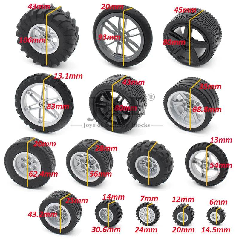 Premium Technic Wheel Hub Set With Black Tire DIY Bricks - ToylandEU