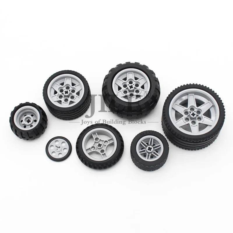 Premium Technic Wheel Hub Set With Black Tire DIY Bricks - ToylandEU