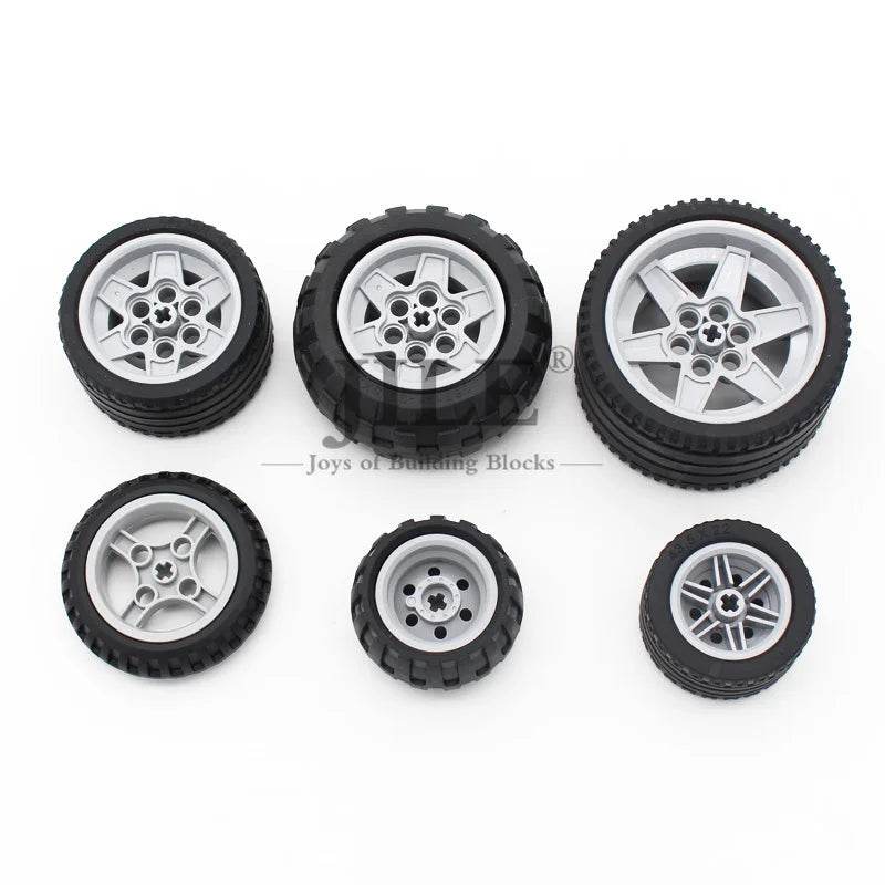Premium Technic Wheel Hub Set With Black Tire DIY Bricks - ToylandEU