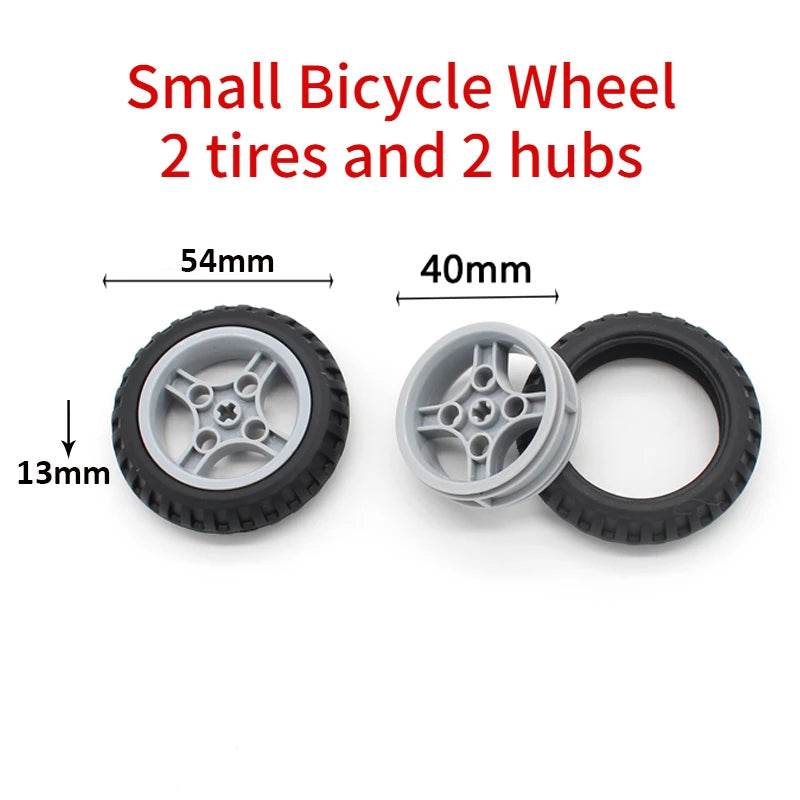 Premium Technic Wheel Hub Set With Black Tire DIY Bricks - ToylandEU