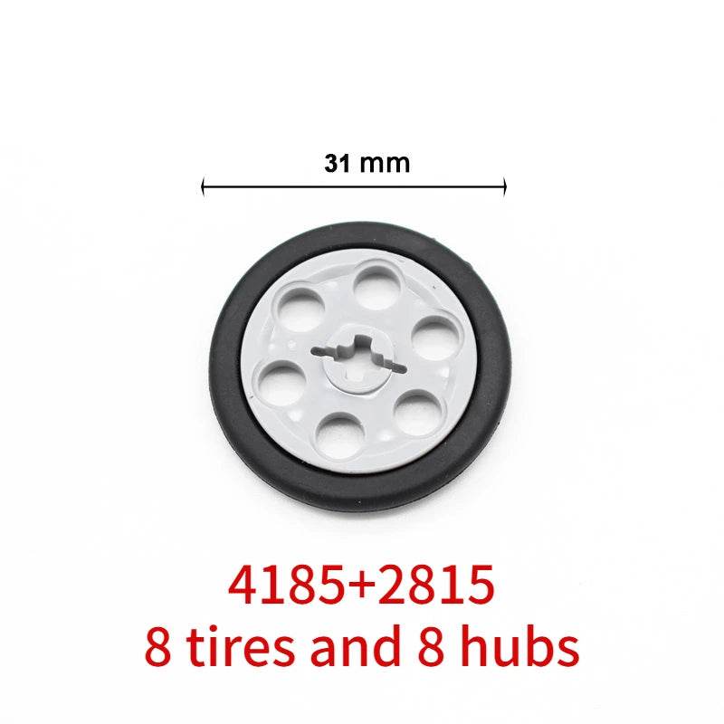 Premium Technic Wheel Hub Set With Black Tire DIY Bricks - ToylandEU